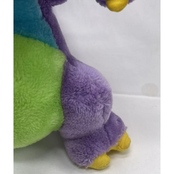 Vintage 1986 Commonwealth Tricertop Dinosnores Plush Rolling Ball Rattle Toy 12” - Picture 6 of 16